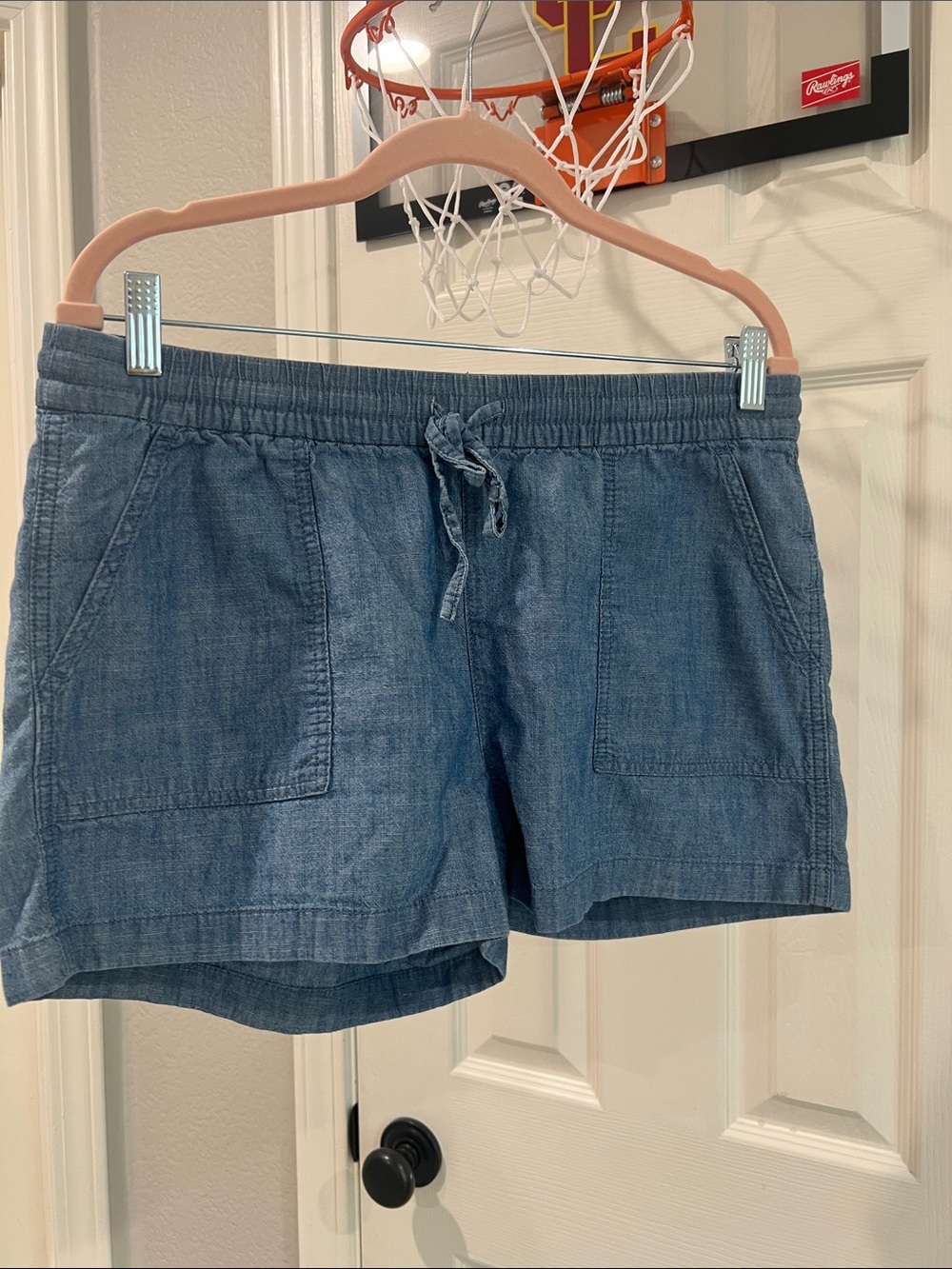 J. Crew Chambray Drawstring Shorts - Blue